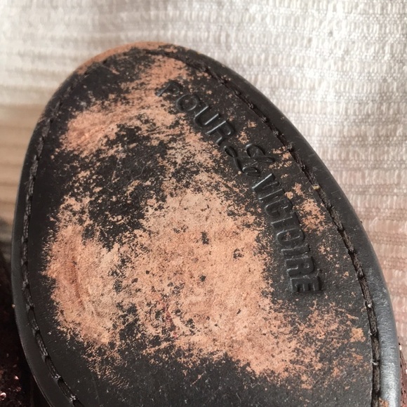 pour La Victoire Brown Glitter Leather Rory Flats Size 7.5 - Picture 7 of 9